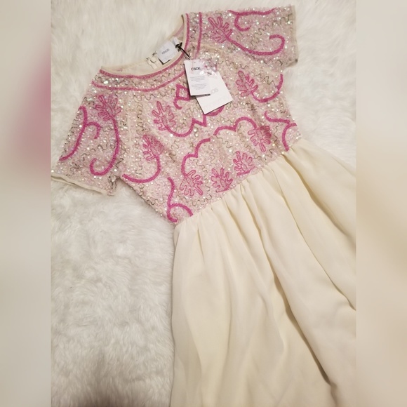 pink sequin maternity dress